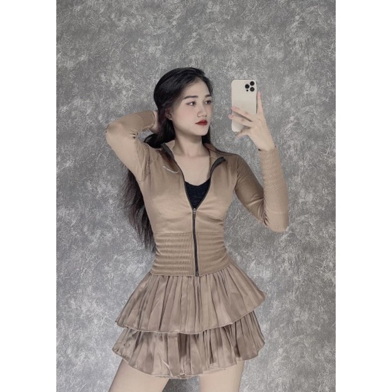 [36-60kg] Áo Khoác Ko Nón Vải Thun Dệt Kim Ôm Body, Tôn Dáng. Áo Khoác Nữ Form Ngắn Vải Đẹp [Lửng Gym 22]