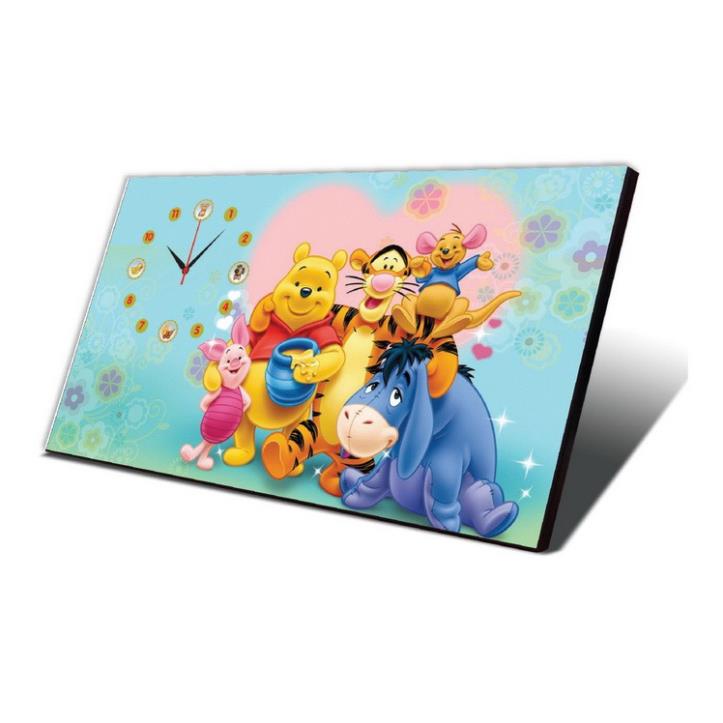 Tranh đồng hồ để bàn, tranh để bàn đồng hồ hoạt hình gấu Pooh, tranh gấu pooh