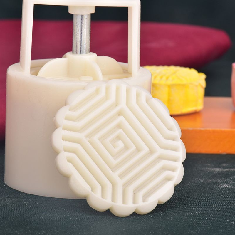 Bộ Khuôn Nhấn Làm Bánh Trung Thu 50g + 4 Khuôn In Hình Hoa Cổ Điển