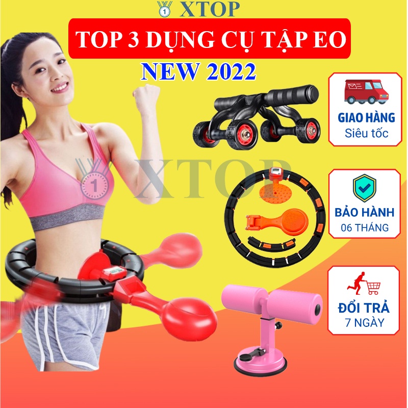 Dụng cụ tập gym tại nhà cho nam nữ, Vòng lắc eo thông minh tập bụng, con lăn 4 bánh XTOP X99