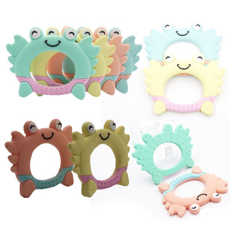 Đồ Chơi Ngậm Nướu Bằng Silicon Hình Chú Cua Hoạt Hình Đáng Yêu Dành Cho Trẻ Sơ Sinh