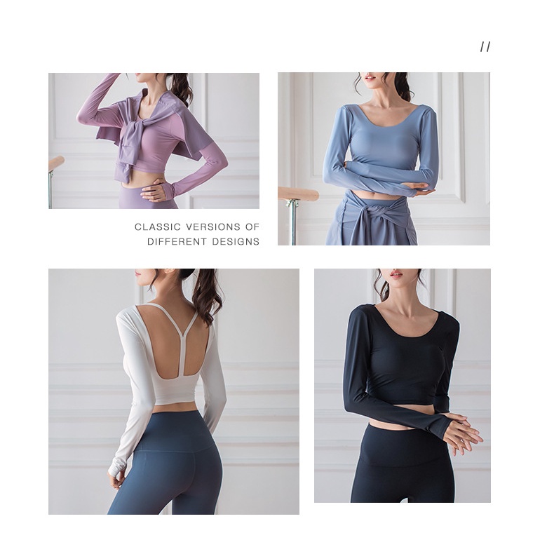 Alaba Áo Sweatshirt Tay Dài Tập Yoga Thiết Kế Khoét Rỗng Thoáng Khí Có Đệm Ngực Và Dây Đeo Cổ Phong Cách