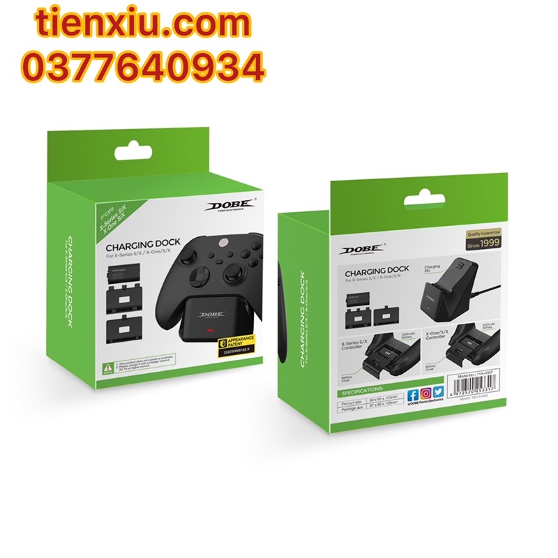 Dock sạc kèm pin tay cầm Xbox One X / OneS pin dung lượng cao 1200mah hãng Dobe