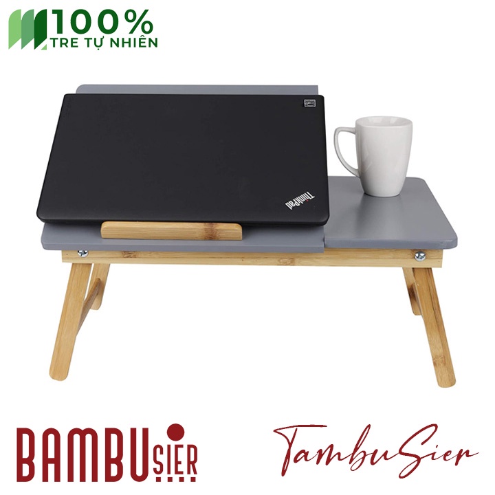 [BAMBOO] Bàn kê laptop xếp gọn gỗ tre - mặt bàn nghiêng 5 cấp độ, bàn có ngăn kéo [TABLIX-01]