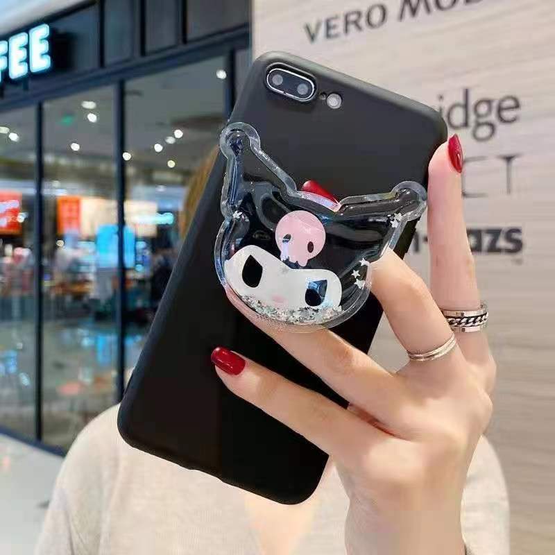 Giá Đỡ Điện Thoại Di Động Hình Mèo Kuromi Lấp Lánh Thu Gọn Được Để Bàn