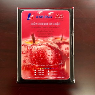 Giấy in ảnh Kim Mai, giấy couche bóng 2 mặt 200g A4 50 tờ/ xấp