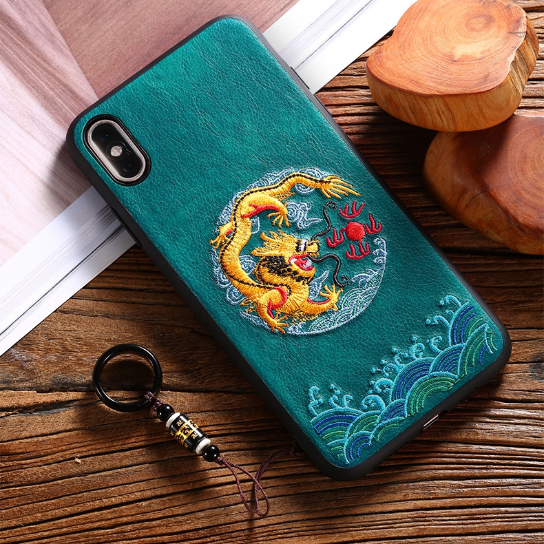 Bao da điện thoại họa tiết rồng phượng hoàng phong cách Trung Hoa cho Apple 12 MINI iPhone11pro