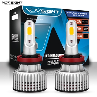 Bộ 2 đèn pha led novsight h11 h9 h8 10000lm 72w 3000k ánh sáng vàng cho xe hơi