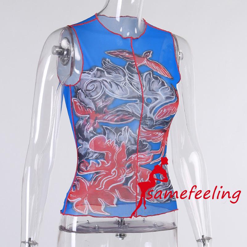 SF Áo Nữ Không Tay Cổ Tròn In Họa Tiết Thời Trang | BigBuy360 - bigbuy360.vn