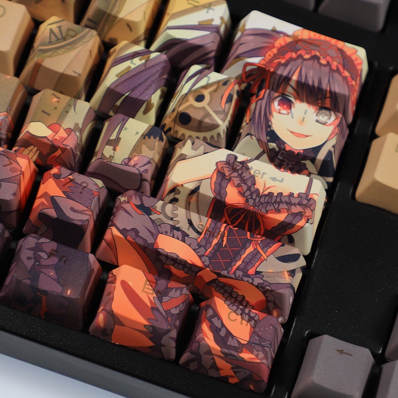 Tokisaki Kurumi Keycap Cherry Profile DATE A LIVE Theme Keycap Anime PBT Dye Thăng hoa Bàn phím cơ Truyền ánh sáng Keycap