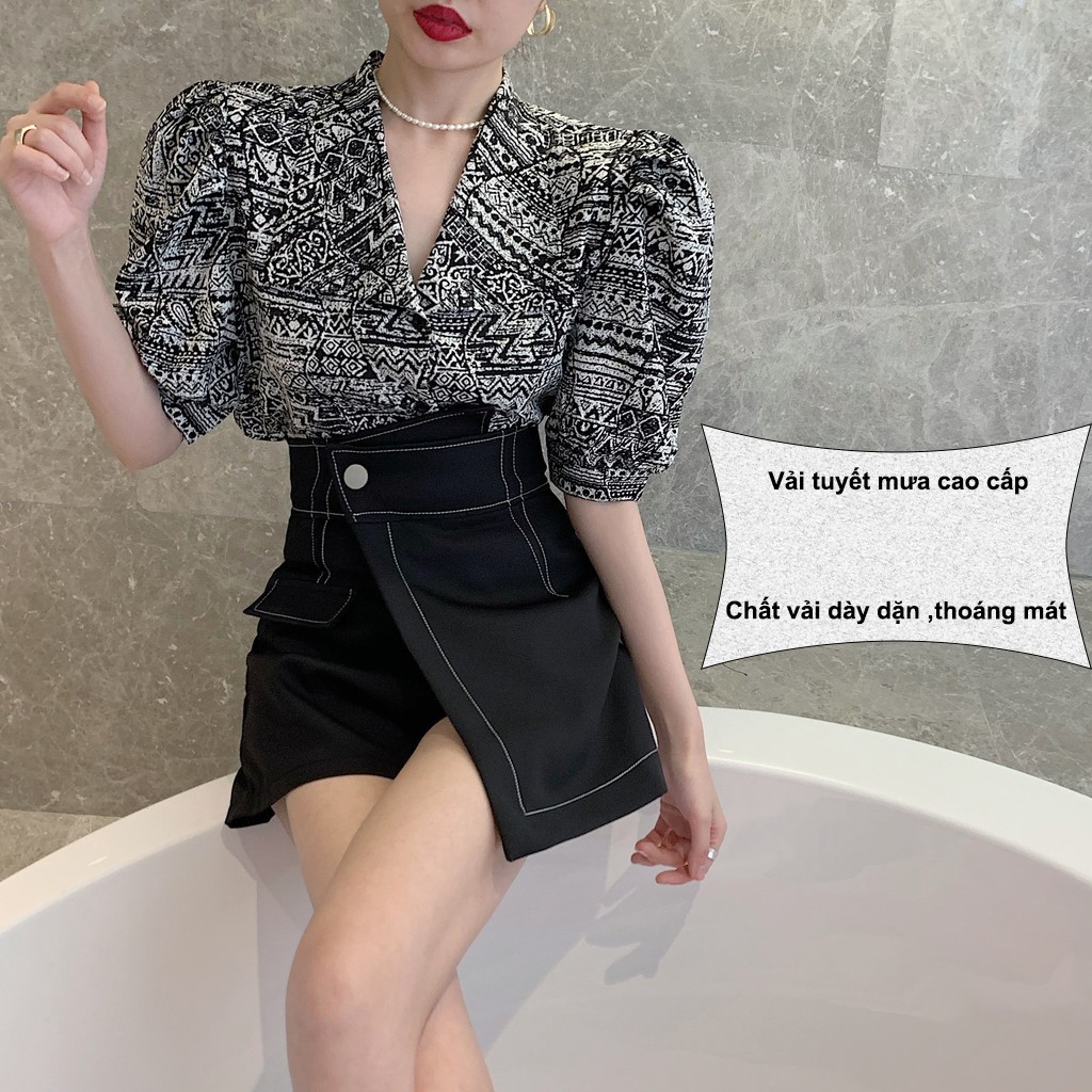 Quần giả váy cạp chéo viền chỉ nổi vải tuyết mưa cao cấp GUYOURs CVN111 | BigBuy360 - bigbuy360.vn