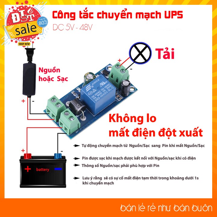 [RẺ NHẤT VIỆT NAM] Công tắc chuyển mạch UPS DC 5V - 48V