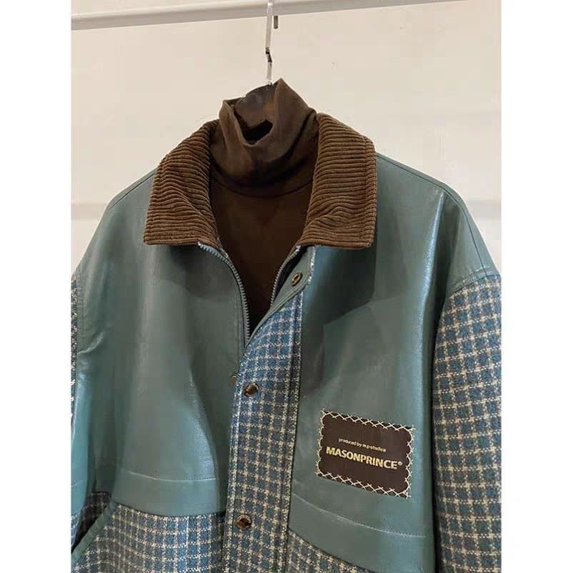 Áo khoác dạ phối da pu unisex dày dặn