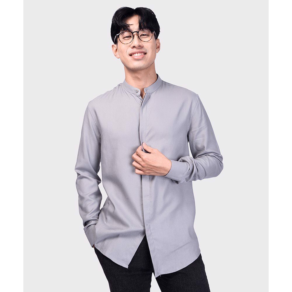 Áo Sơ Mi Nam Tay Dài Modal Flannel Trụ Nẹp Cúc Ẩn LIGHT GREY -  Routine SM11510043