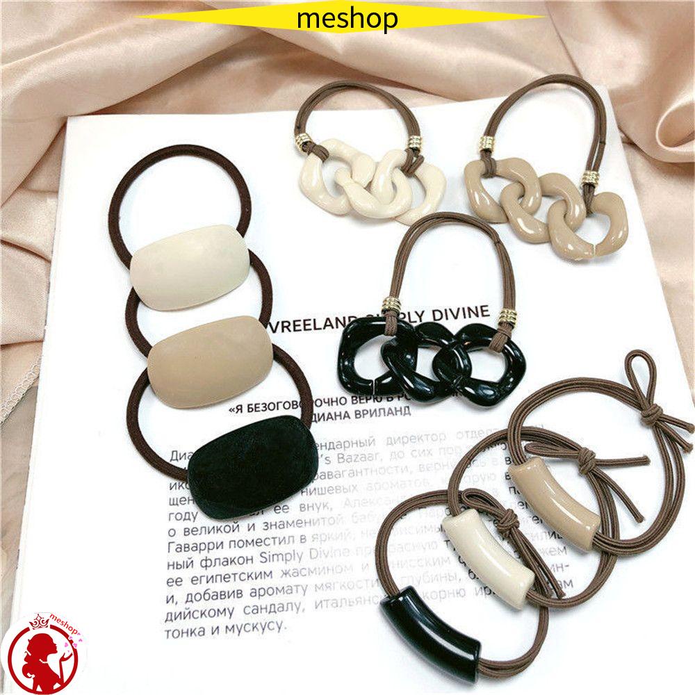 Dây Buộc Tóc Đuôi Ngựa Co Giãn Kiểu Mắt Xích Bằng Nhựa Thiết Kế Đơn Giản Giá Đỡ