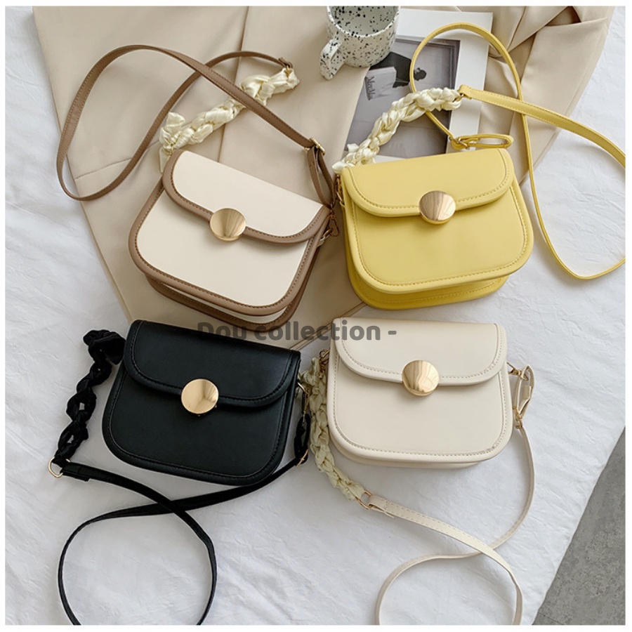 [NowShip2h] Túi Xách Đeo Chéo Nữ Đẹp Khuy Tròn Phối Dây Lụa Phong Cách Retro Sang Trọng - Mã XT062