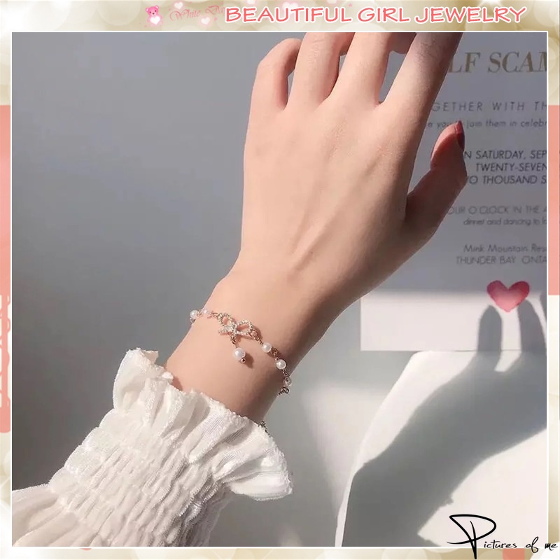 Vòng Tay Hợp Kim Phối Nơ Thiết Kế Đơn Giản Cho Nữ