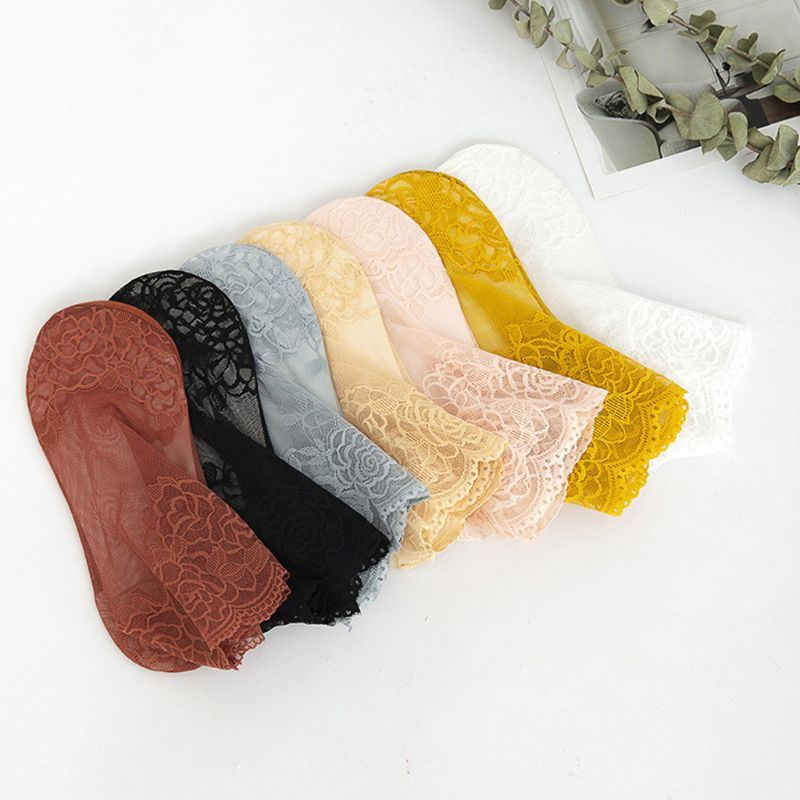 Youyo Đôi Vớ Lưới Xuyên Thấu Màu Trơn Phối Ren Hoa Siêu Mỏng Chống Trượt Gợi Cảm Cho Nữ