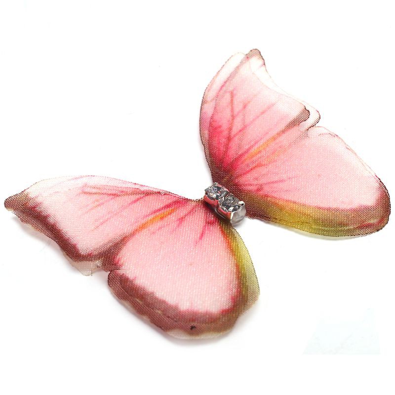 Set 50 miếng vải voan hình bướm màu sắc gradient 38mm dùng để trang trí tiệc