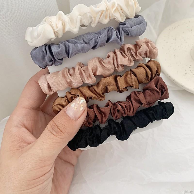 Set 6 Dây Buộc Tóc Màu Trơn Thanh Lịch Cho Nữ