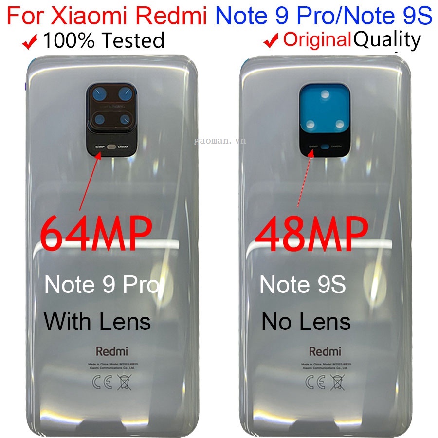 Original For Xiaomi Redmi Note 9S Battery Cover Back Glass Panel Rear Housing Case For Xiaomi Redmi Note 9 Pro Battery C