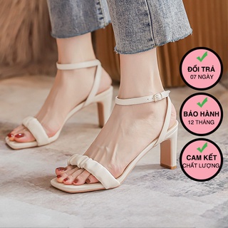 Giày cao gót nữ hở mũi ZINA, giày sandal quai nhún cao 7 phân ZN0009