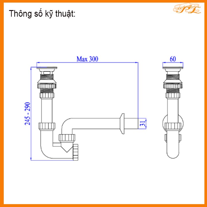 Bộ Xả LAVABO Nhựa (Nút Nhấn) - Thương hiệu Nhựa Hùng Anh cao cấp