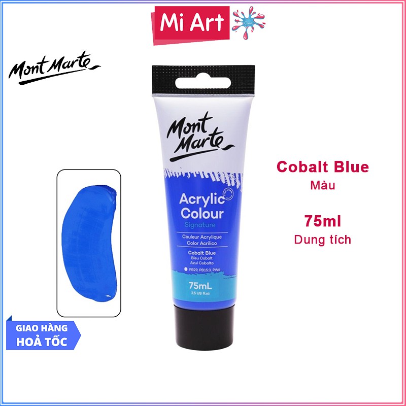 Màu Acrylic Mont Marte 75ml - Cobalt Blue - Acrylic Colour Paint Signature 75ml (2.54oz) - MSCH7519