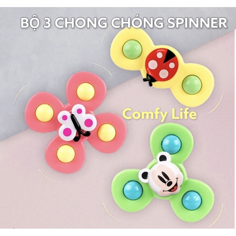 Bộ 3 chong chóng đồ chơi ROUND & ROUND gắn tường , hít chân không cho bé trai, bé gái