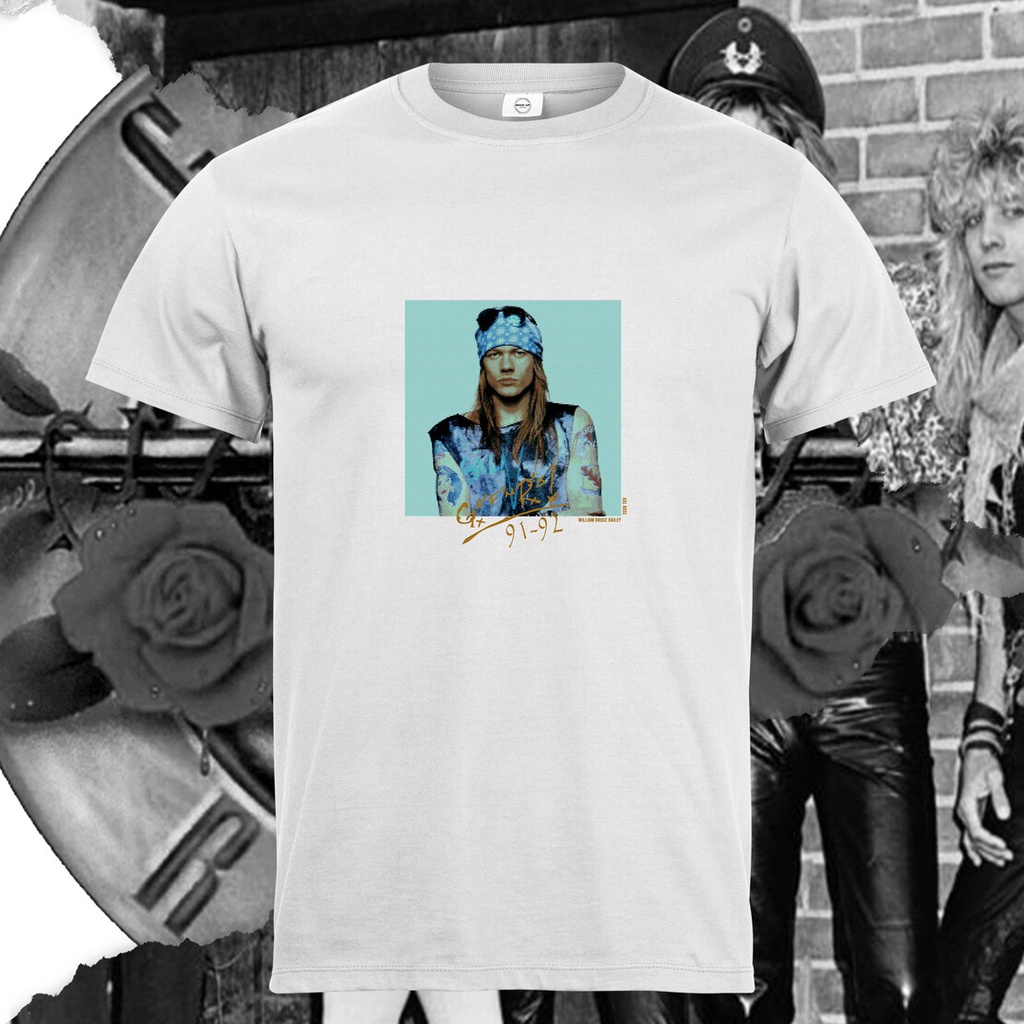 Áo thun AXL ROSE màu trắng đen STR_01