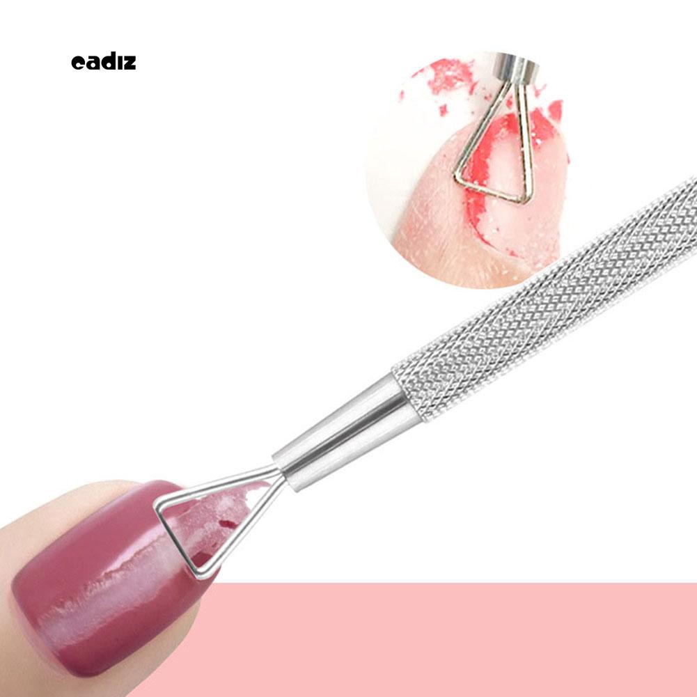 [Hàng mới về] Que đẩy loại bỏ sơn móng tay bằng thép không gỉ tiện lợi dễ sử dụng