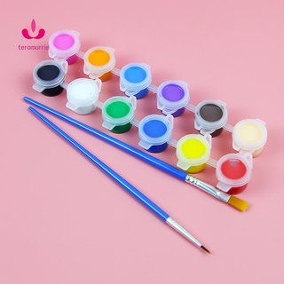 Bộ 12 hộp màu nước và 2 cọ vẽ dùng để vẽ tranh DIY tiện dụng