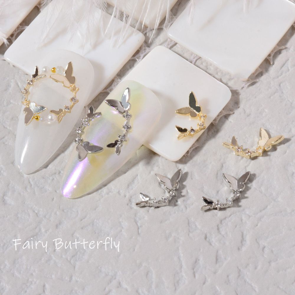 [Hàng mới về] Hạt phụ kiện trang trí móng tay nghệ thuật hình bướm đính đá zircon kim loại sang trọng tinh tế nhiều màu