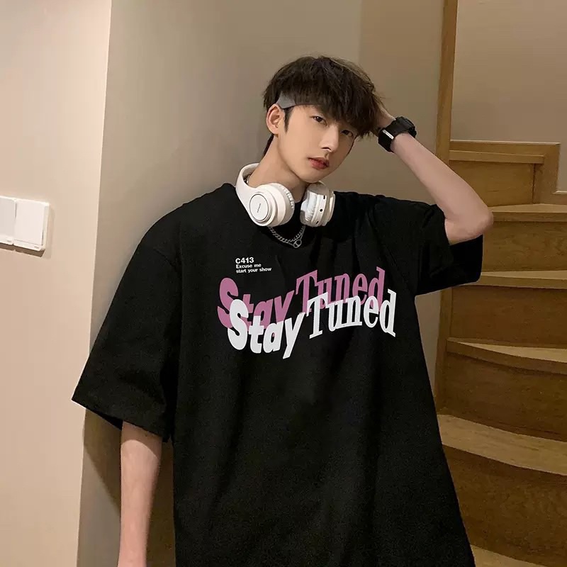 Áo thun phông nam nữ PINK tay lỡ form rộng STAY C413 Unisex