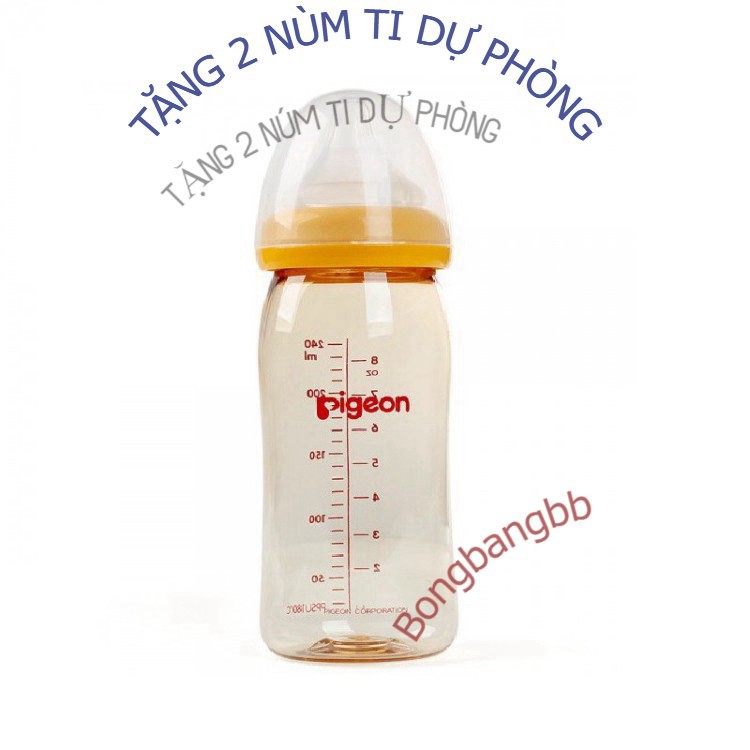 [ĐỦ SIZE] Bình Sữa Pigeon cổ rộng núm silicon mềm cho bé lười ti 160ml/240ml MIỄN PHÍ SHIP + TẶNG QUÀ