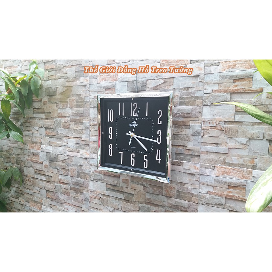 Đồng Hồ Treo Tường KIM TRÔI EASTAR Cao Cấp Vuông Viền Kim Tự Tháp – Số nổi 3D – Tặng Pin Maxell - Bảo Hành 1 Năm