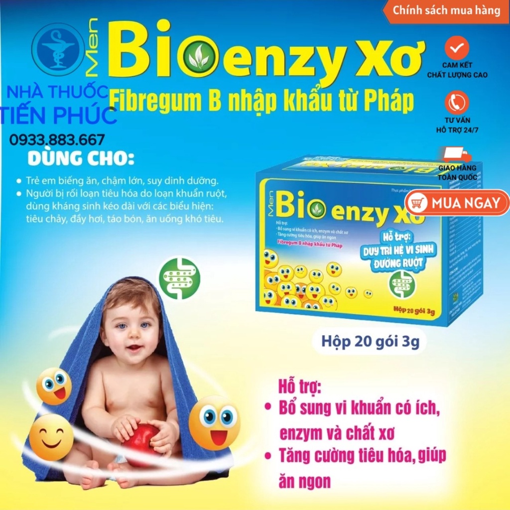 Men tiêu hóa cho bé Bio Enzy Xơ - Hỗ trợ bổ sung vi khuẩn có ích cho đường ruột, bổ sung enzym và chất xơ Hộp 20 gói