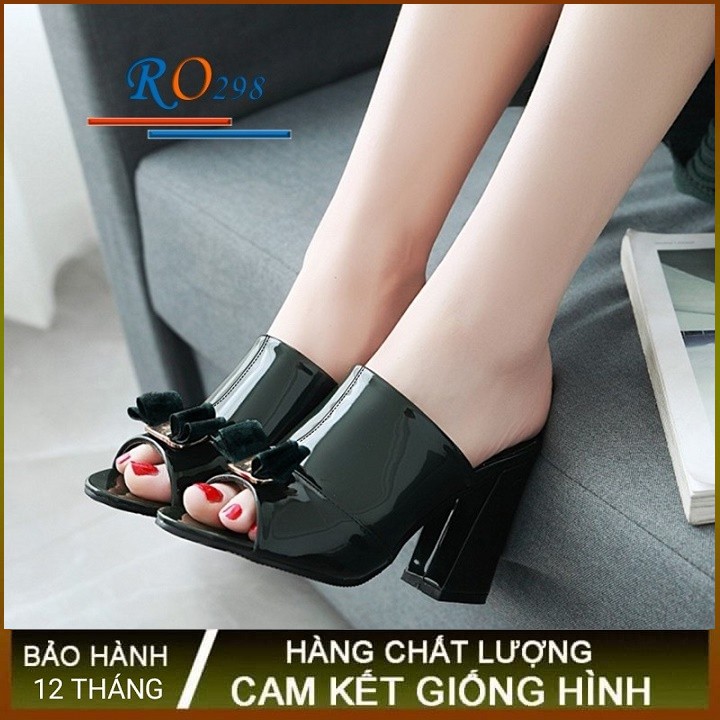 Dép nữ sandal cao gót 7p hàng hiệu rosata đẹp hai màu đen đỏ ro298