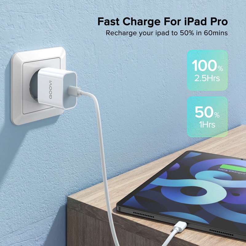 Củ sạc nhanh QOOVI 20W PD USB C 4.0 QC 3.0 Type-C thích hợp cho iPhone 13 12 Pro Max Mini 11 8 Huawei