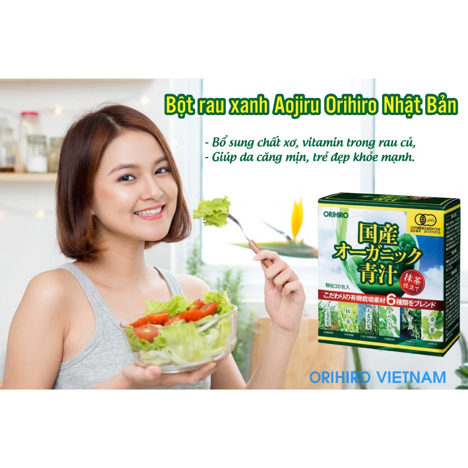 Bột rau xanh Aojiru bổ sung chất xơ Orihiro 30 gói