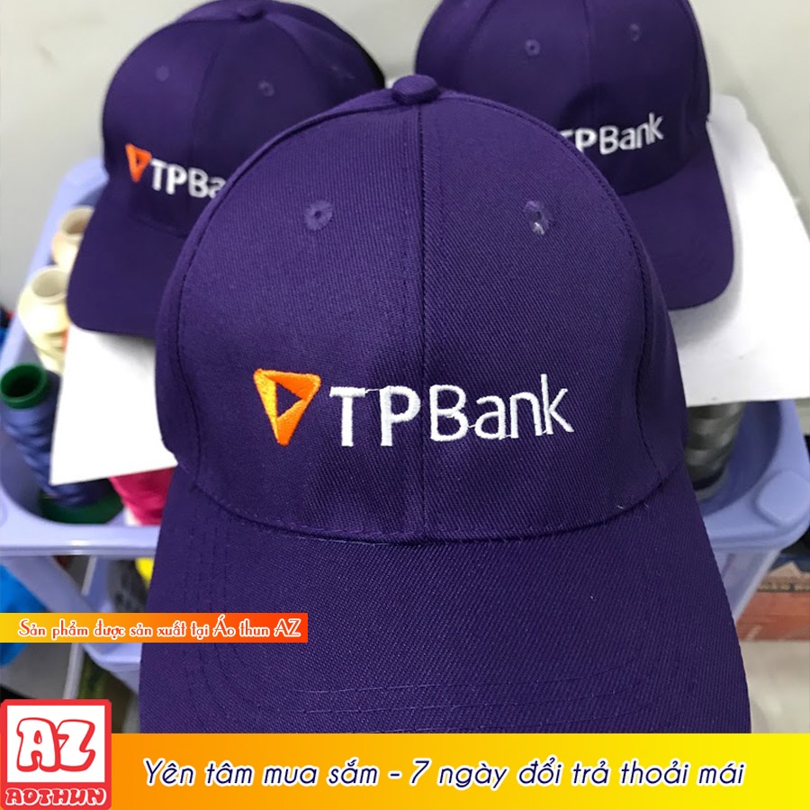 Nón kết màu tím thêu logo đồng phục ngân hàng tpbank MT597