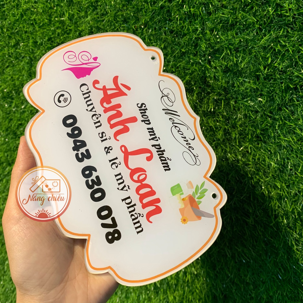 Biển hiệu mica treo shop - Bảng hiệu Decor mẫu ghép Mèo thần tài xinh xắn - Free thiết kế