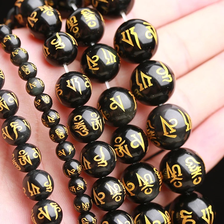 Set 100 Hạt Xâu Chuỗi 8mm 10mm 12mm 14mm Màu Đen Làm Trang Sức Thủ Công