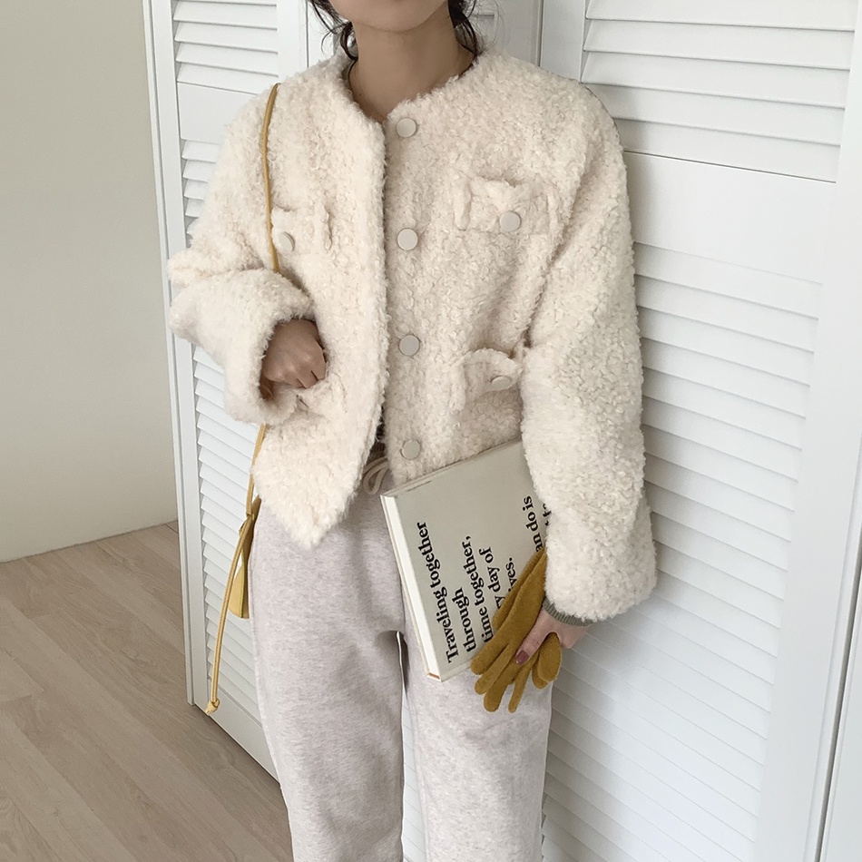 Áo Khoác Lông Cừu Ulzzang Chất Dày Dặn Siêu Ấm Áp Cho Nữ