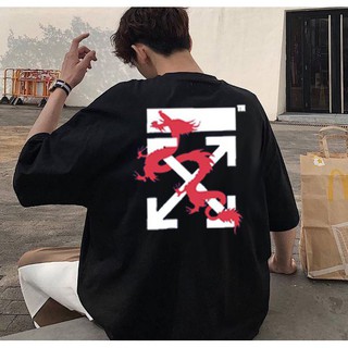 🍁 thời trang nam nữ, Áo thun tay lỡ unisex off white rồng bay, Áo phông Chất cotton co giãn loại 1 giá rẻ