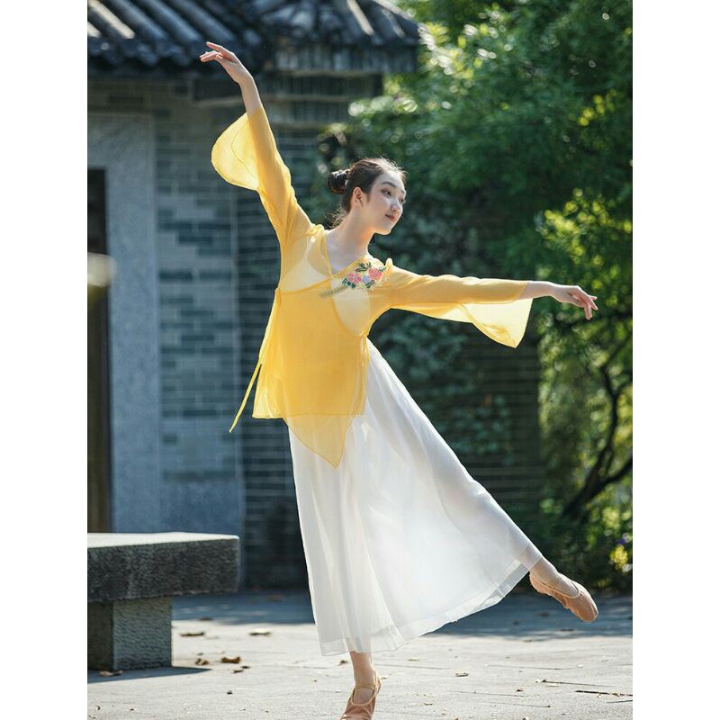 Áo voan múa cổ trang thêu hoa A122 Trạng Phục Đồ múa Tịnh Nhi | BigBuy360 - bigbuy360.vn