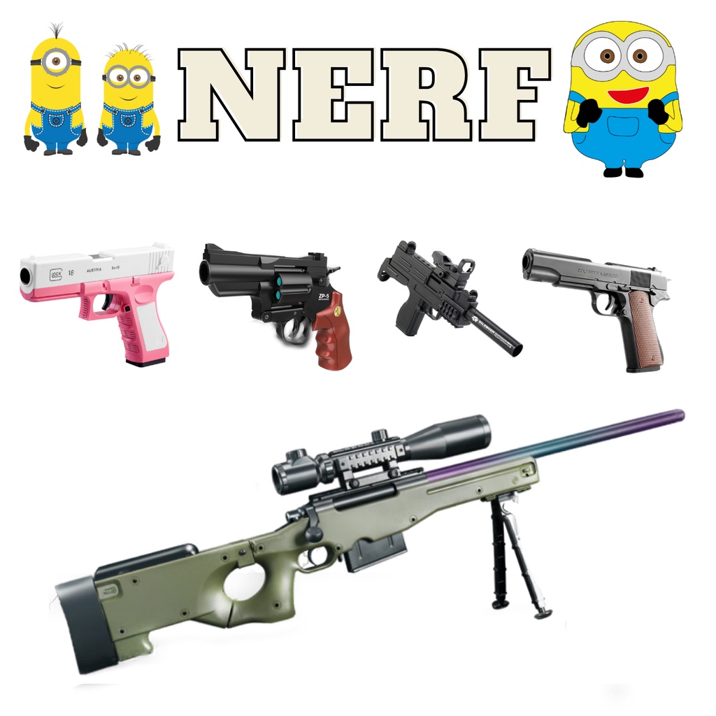 Đồ chơi cho bé trẻ em nerf bắn xốp văng shell giá rẻ lắp ráp cao cấp Glock M1911 M416 pubg kèm nhiều phụ kiện nerft