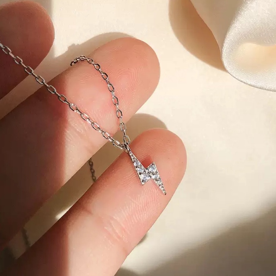 Dây chuyền bạc ý 925 sấm sét đính đá vòng cổ nữ