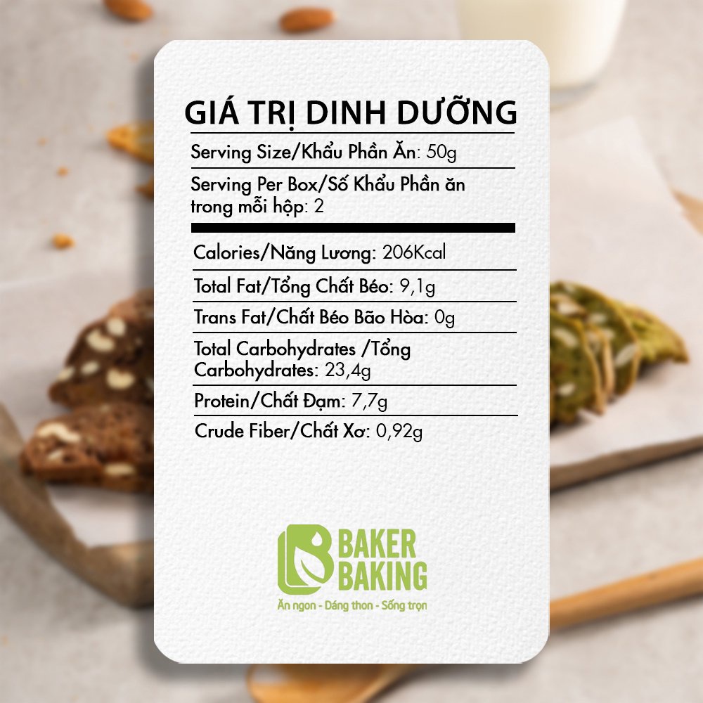 Bánh Biscotti Mix BakerBaking - Eat clean Healthy, giảm cân KL500g