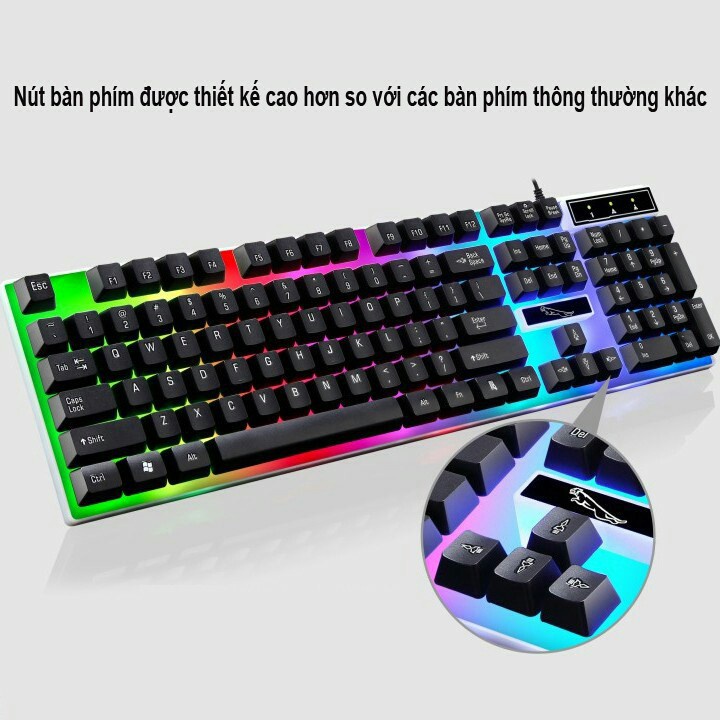 Bàn Phím Gaming Kèm Chuột Có Đèn Led 7 Màu G21, Phím Giả Cơ Led Siêu Đẹp Chuyên Chơi Game, Văn Phòng Cho PC Và Laptop